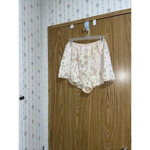 Satin burnout pajama shorts beige Floral Pull on XL Ladies lounge Comfy Sexy